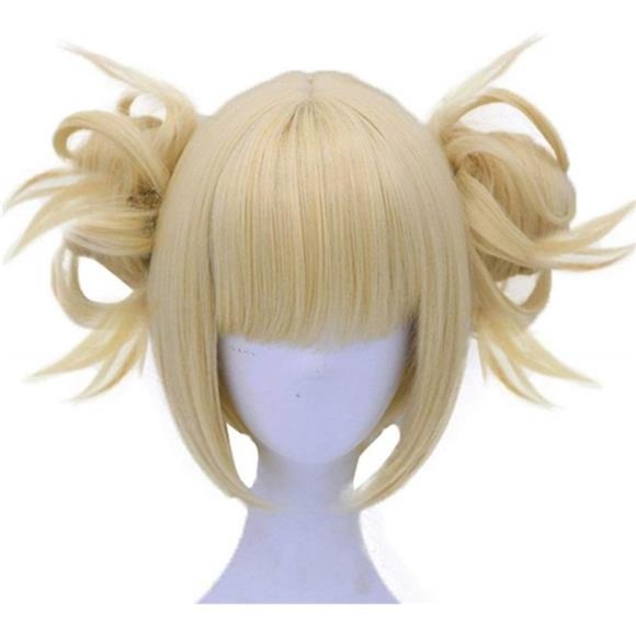 ANOGOL Hair Cap+613 Blonde Wigs Anime Cosplay Wigs Short Wavy Synthetic Hair